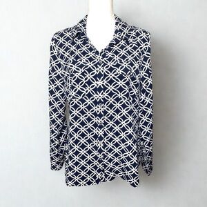 NWT NY Collection Women Long Sleeve Button Down Shirt Size Medium